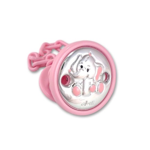 Set de pinza y guarda chupete de plata laminada