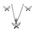 Conjunto de mariposa sencilla en plata y circonitas