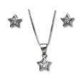 Conjunto de circonita estrella con bosel en plata y circonitas Conjunto de circonita estrella con bosel en plata y circonitas