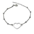 Pulsera de plata de silueta de corazon