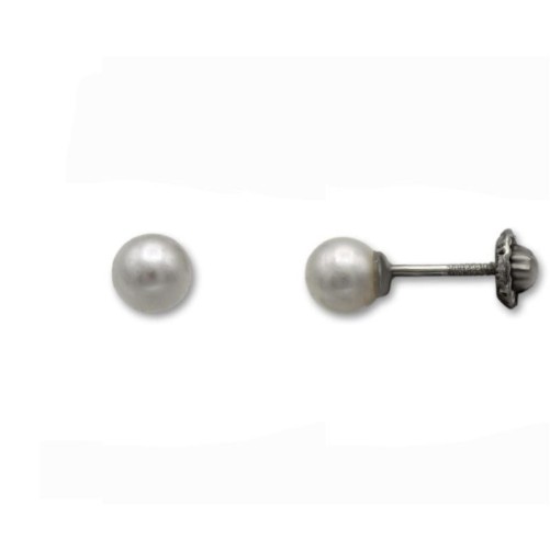 Pendiente de plata con una perla sintetica de 5mm rosca