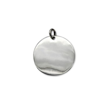 Colgante en plata de ley de una chapa redonda lisa de 18mm