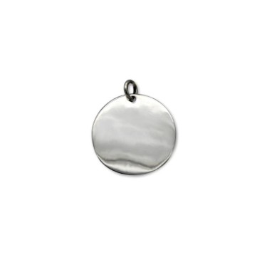 Colgante en plata de ley de una chapa redonda lisa de 15mm