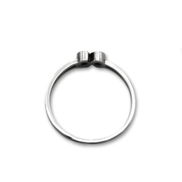 Sortija de oro blanco tu y yo con circonita amatista y blanca