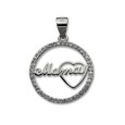 Colgante de plata redondo Mamá con corazon y circonitas