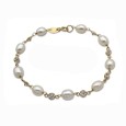 Pulsera de oro 18k con perlas y circonitas