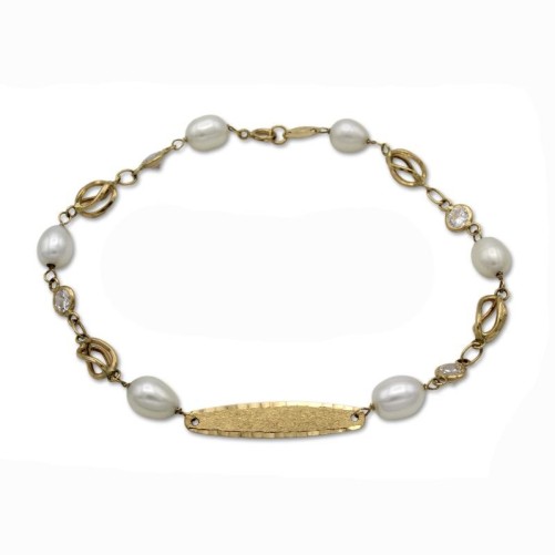 Esclava de oro 18k preciosa con perlas, circonitas y jaulas convinada.