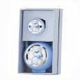 Set de pinza y guarda chupete oso celeste de plata laminada Set de pinza y guarda chupete oso celeste de plata laminada