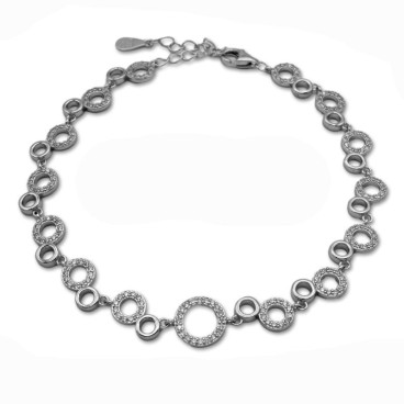 Pulsera de plata de 1ª ley (925 milésimas) de circulos con circonitas