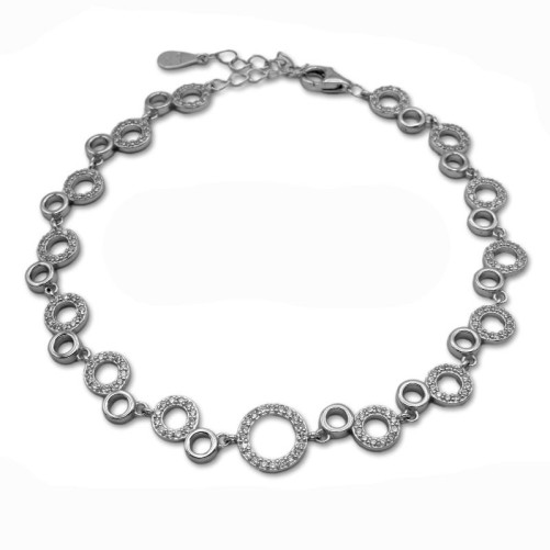 Pulsera de plata de 1ª ley (925 milésimas) de circulos con circonitas
