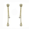 Pendiente de plata de ley de estrellas con cadena chapado en oro Pendiente de plata de ley de estrellas con cadena chapado en oro