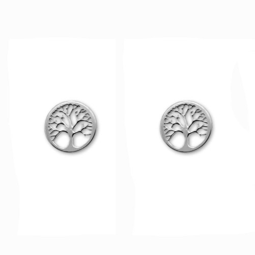 Pendiente en plata de ley del arbol de la vida con cierre de tornillo