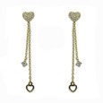 Pendiente de plata de ley de corazón con cadena chapado en oro Pendiente de plata de ley de corazón con cadena chapado en oro