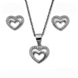 Conjunto de plata con corazones y circonitas