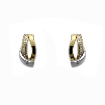 Pendiente en oro bicolor de 18 quilates con circonitas catalan