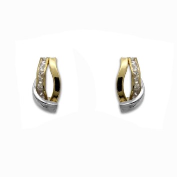Pendiente en oro bicolor de 18 quilates con circonitas catalan