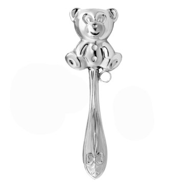 Precioso sonajero de un osito en plata de ley 925 con asa