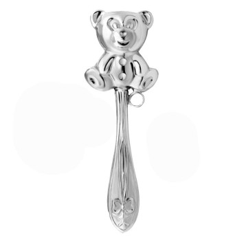 Precioso sonajero de un osito en plata de ley 925 con asa