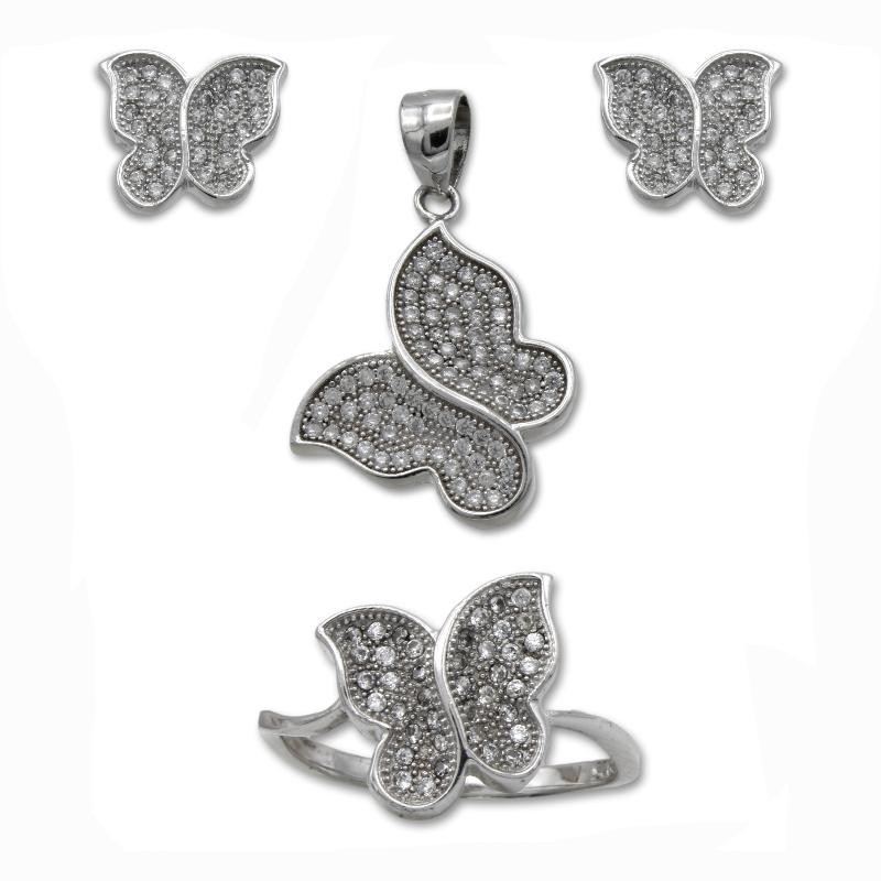 Conjunto de mariposas en plata Conjunto de mariposas en plata