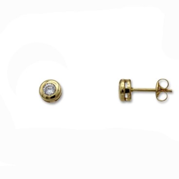 Pendiente de oro chatón con circonita 5mm