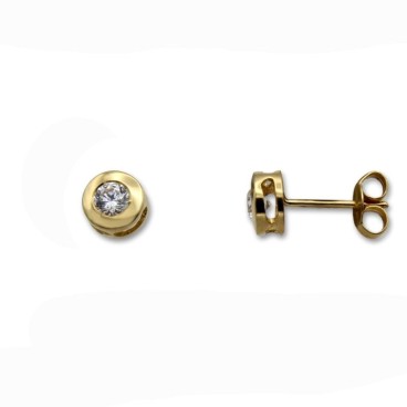 Pendiente de oro chatón con circonita 6.25mm