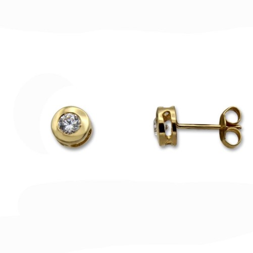 Pendiente de oro chatón con circonita 6.25mm