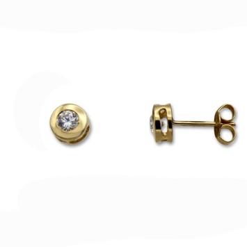 Pendiente en oro de 18k diseño circonita chaton 6.25mm