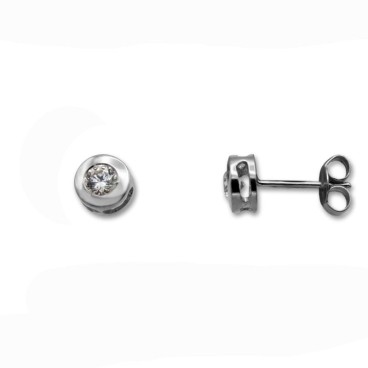 Pendiente de oro blanco chatón con circonita 6.25mm