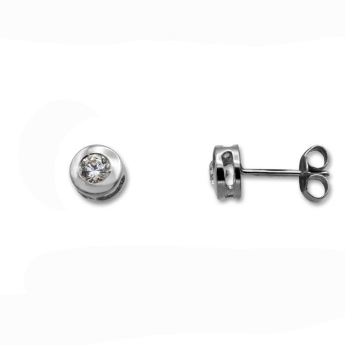 Pendiente de oro blanco chatón con circonita 6.25mm