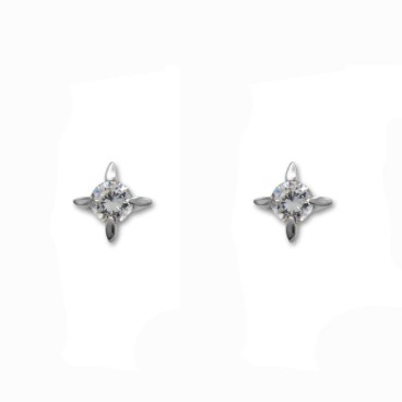 Precioso Pendiente en oro blanco de 18k de forma cuadrada con patillas