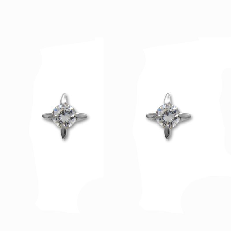 Pendiente de oro blanco circonita con garras