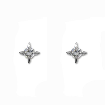 Precioso Pendiente en oro blanco de 18k de forma cuadrada con patillas