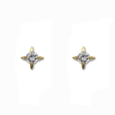 Precioso Pendiente en oro de 18k de forma acuchillada con patillas