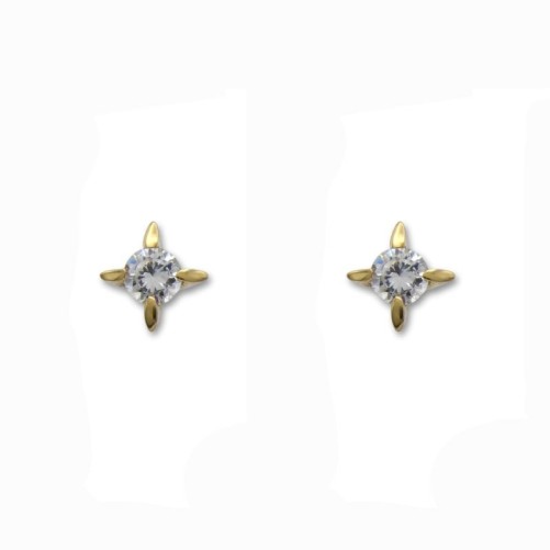 Precioso Pendiente en oro de 18k de forma acuchillada con patillas