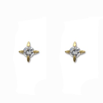 Precioso Pendiente en oro de 18k de forma acuchillada con patillas