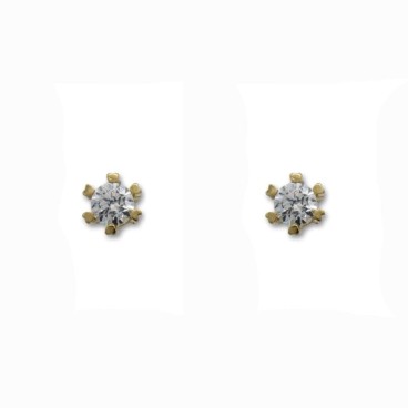 Precioso pendiente en oro de 18k con seis garras bajas