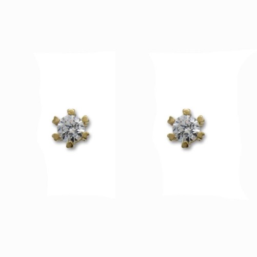 Precioso pendiente en oro de 18k con seis garras bajas