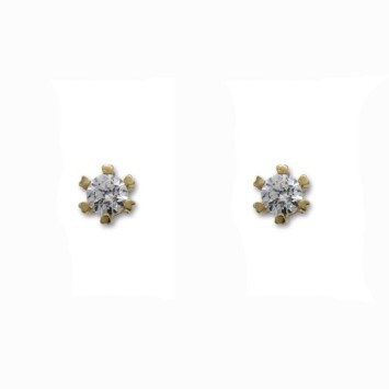 Precioso pendiente en oro de 18k con seis garras bajas