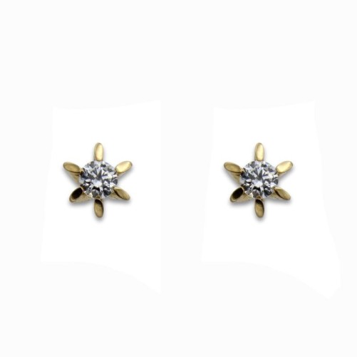 Precioso pendiente en oro de 18k circonita con seis garras acuchillada