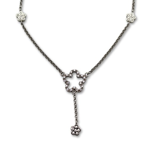 Gargantilla de oro blanco de 18k sencilla con estrellas, ideal regalo