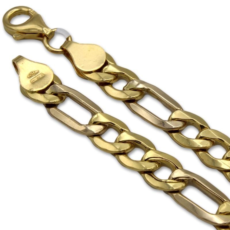 Cadena de oro barbada plana intercalada 3x1 6.3mm Cadena de oro barbada plana intercalada 3x1 6.3mm