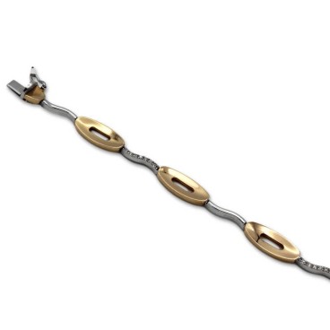Increible pulsera de oro de 18k de alta joyeria bicolor con ovales