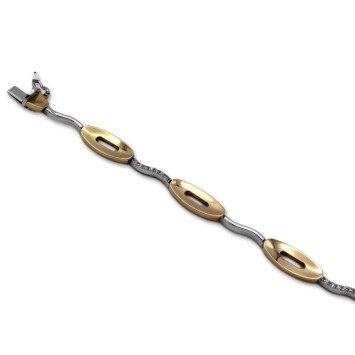Increible pulsera de oro de 18k de alta joyeria bicolor con ovales
