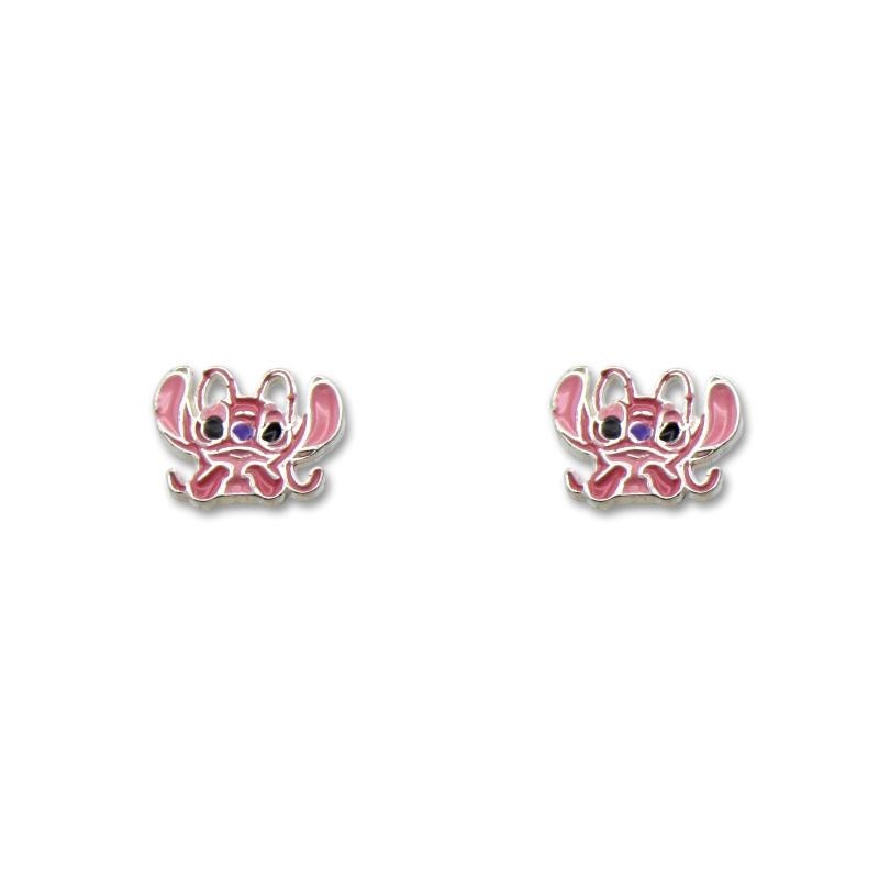 Pendiente de plata Stich Angél con esmalte rosa