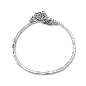 Pulsera plata aro con flores de circonitas