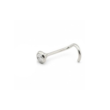Piercing para la nariz en oro blanco con circonita boselada 2mm