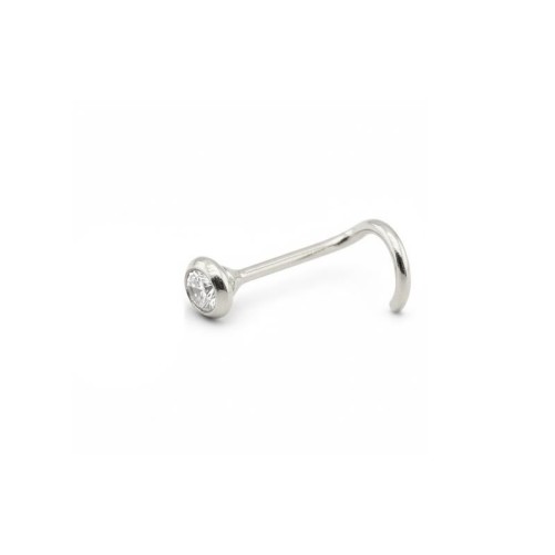 Piercing para la nariz en oro blanco con circonita boselada 2mm