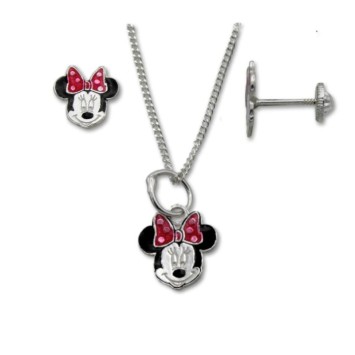 Conjunto de plata de ley de ratoncita con esmalte, perfectos para niñas