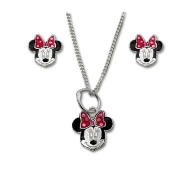 Conjunto de plata de ley de ratoncita con esmalte, perfectos para niñas