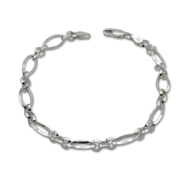 Pulsera de plata de 1ª ley (925 milésimas) de ovales y circulos